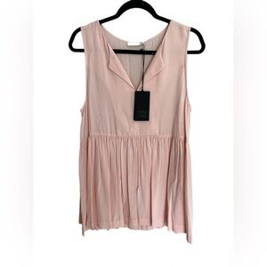 Douuod Woman Pink Textured Viscose Peplum Top Size 42 Made in Italy